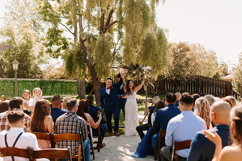 Oakley, CA Backyard Modern Boho Wedding - hexagon alter decor