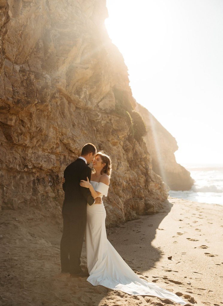 beach intimate elopement bride & groom santa cruz